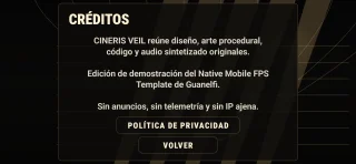 CINERIS VEIL Native Android FPS & Roguelite Template