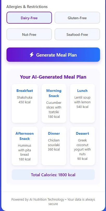 Smart Meal Planner — screenshot 1