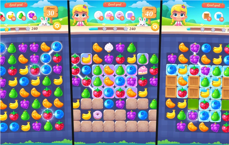 Fruit Swipe Match 3 Kit + PSD Sources Pack — screenshot 2