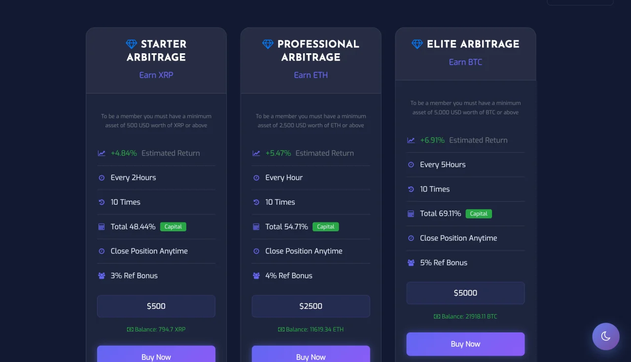 Crypto Arbitrage Investment Platform — screenshot 5