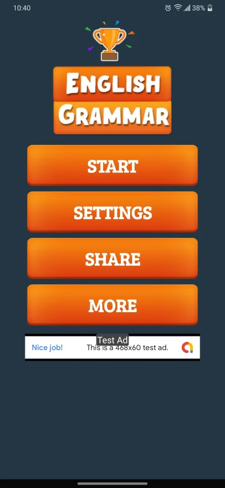 English Quiz with Grammar - Android App — screenshot 1