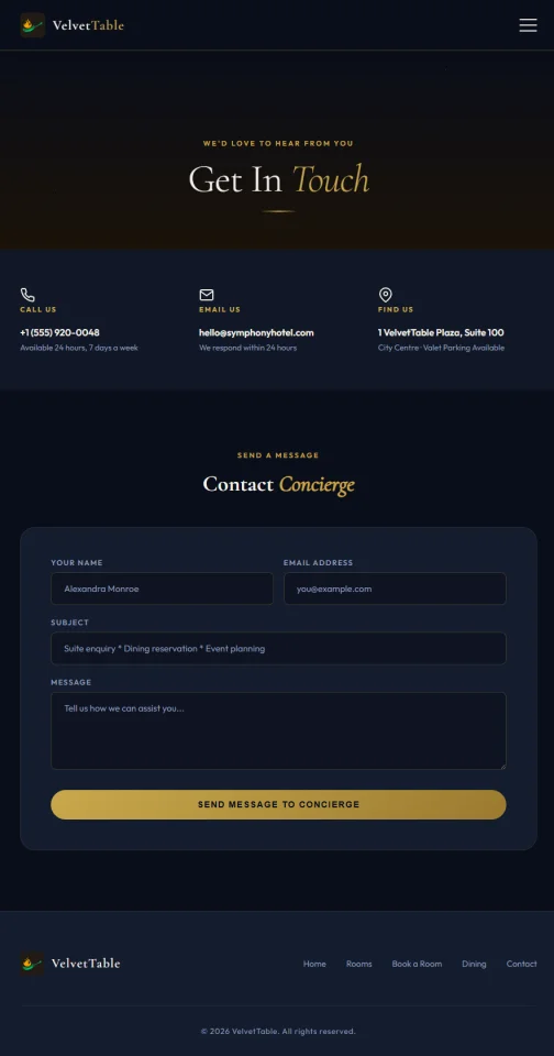 VelvetTable PHP Luxury Hotel & Restaurant Booking Template — screenshot 3