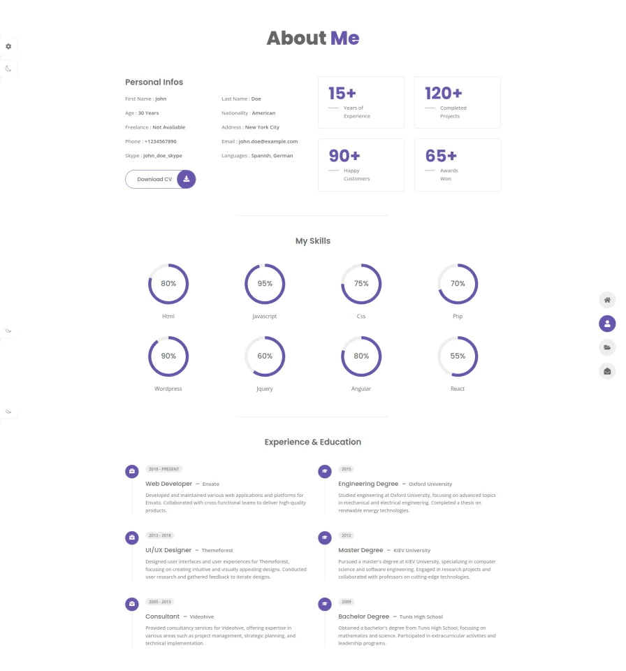 Portfolio Website Theme HTML, CSS, JS. — screenshot 2