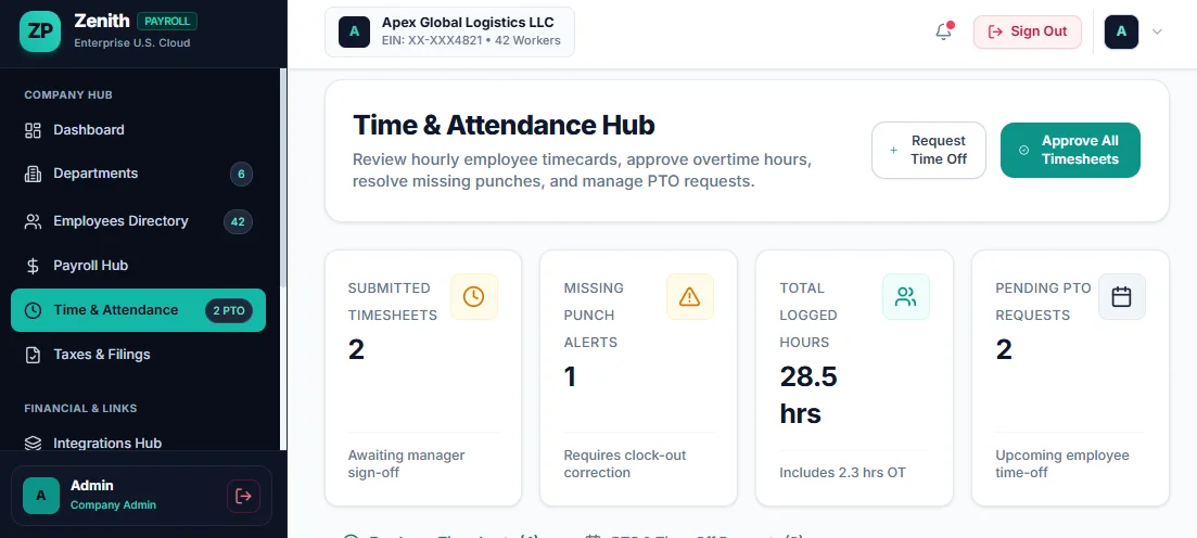 ZenithPay Enterprise Payroll Management UI — screenshot 5