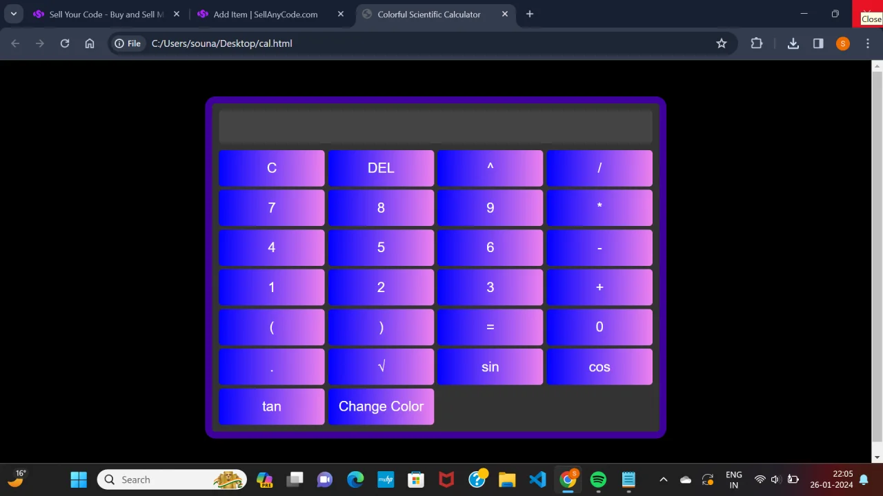 Colourful GUI Scientific Calculator — screenshot 1