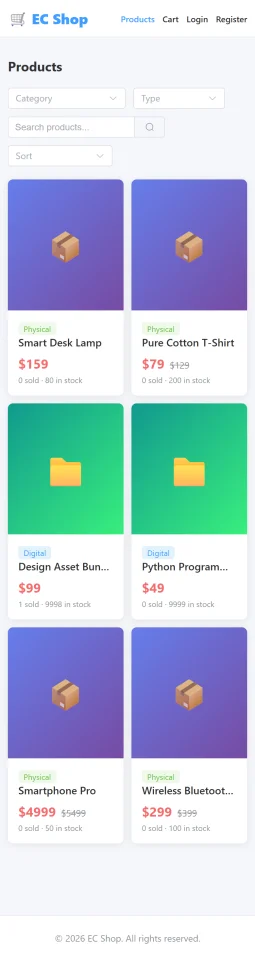 EC Shop Lite Python FastAPI + Vue 3 Store Script (Stripe, PayPal, COD) — screenshot 5