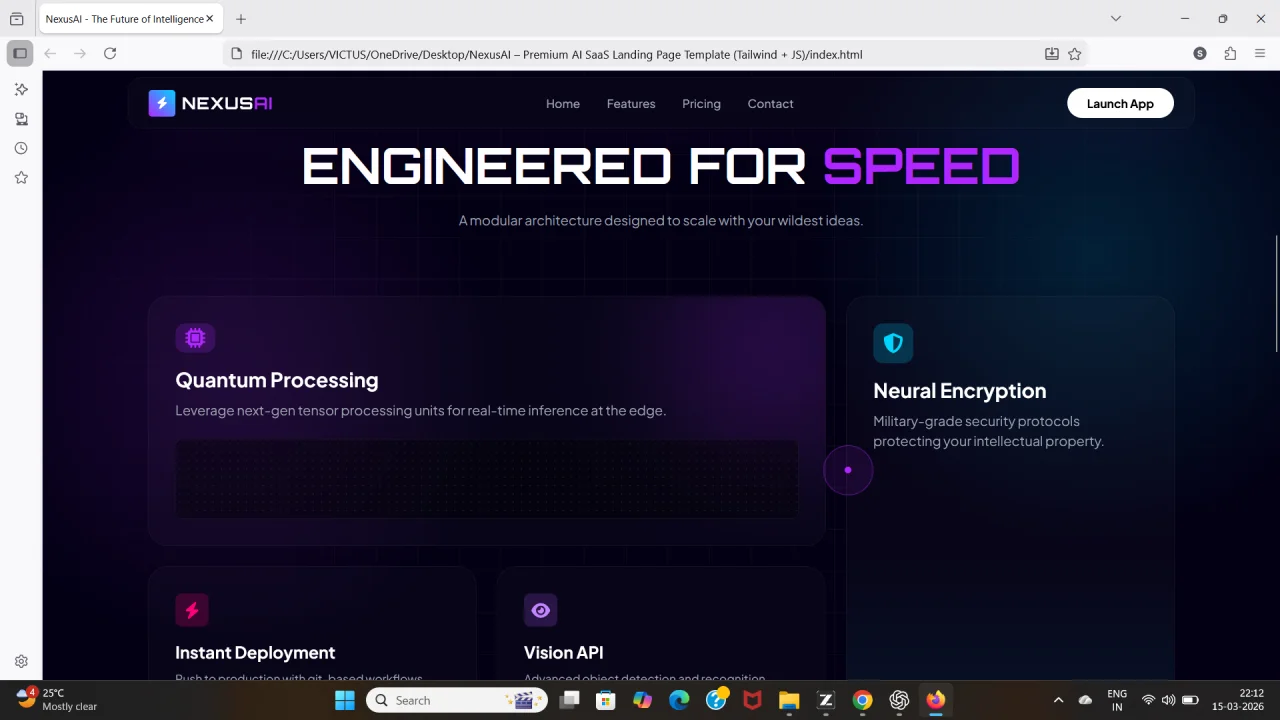 NexusAI Premium AI SaaS Landing Page Template (Tailwind + JS) — screenshot 2