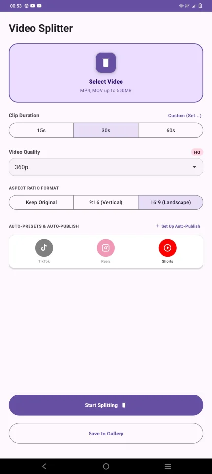 Video Splitter Pro - Android App Source Code — screenshot 2