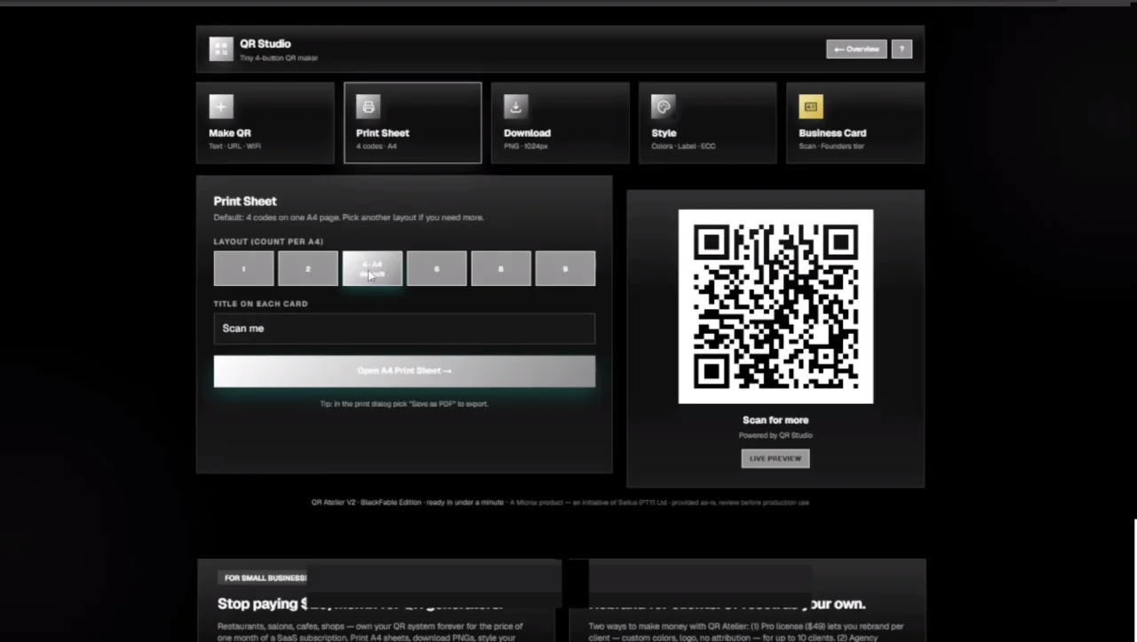 QR Coder Atelier Black Fable v2 — screenshot 4