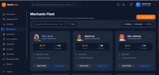 RoadReady Service Hub Vehicle Service Management Dashboard
