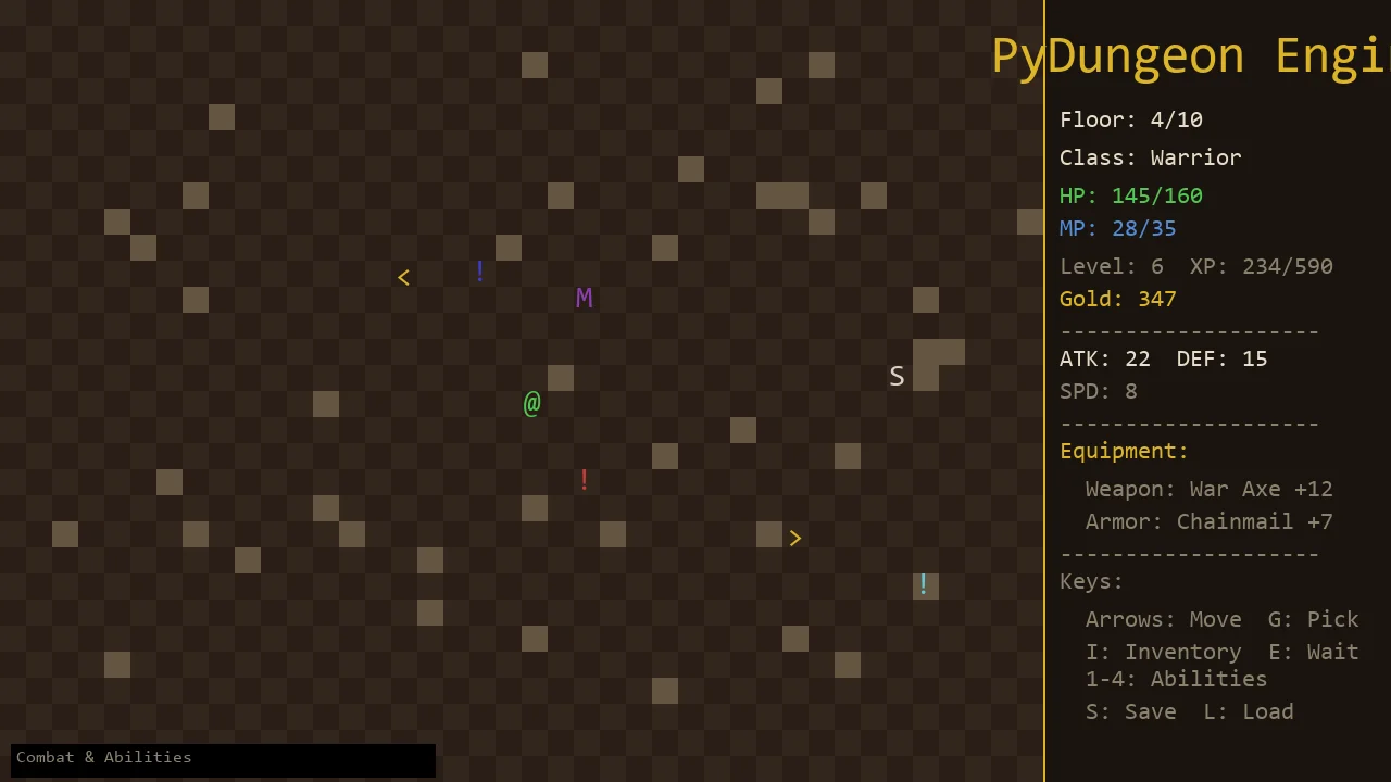 PyDungeon Engine Advanced Roguelike Dungeon Crawler — screenshot 1