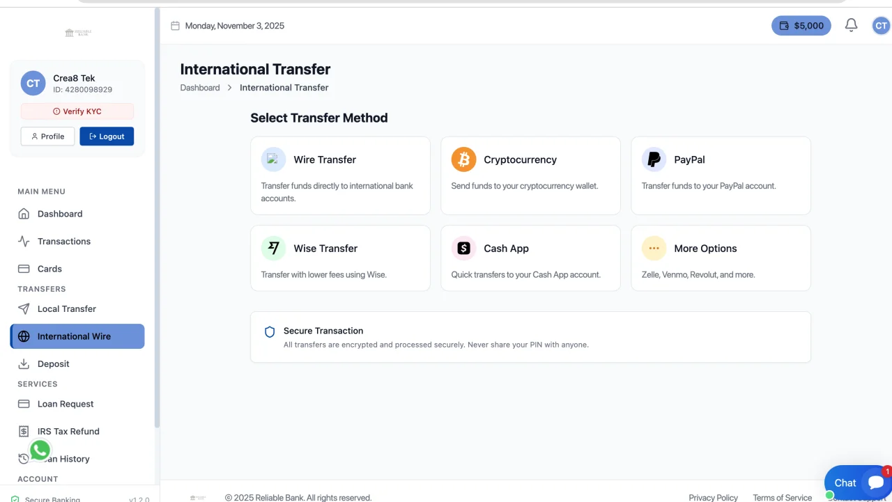 Reliable Bank Website — screenshot 3