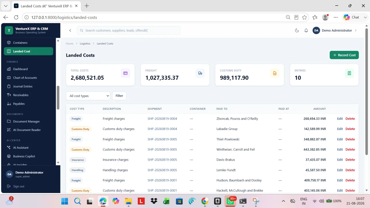 VentureX ERP & CRM AI-Powered Business Operating System — screenshot 4