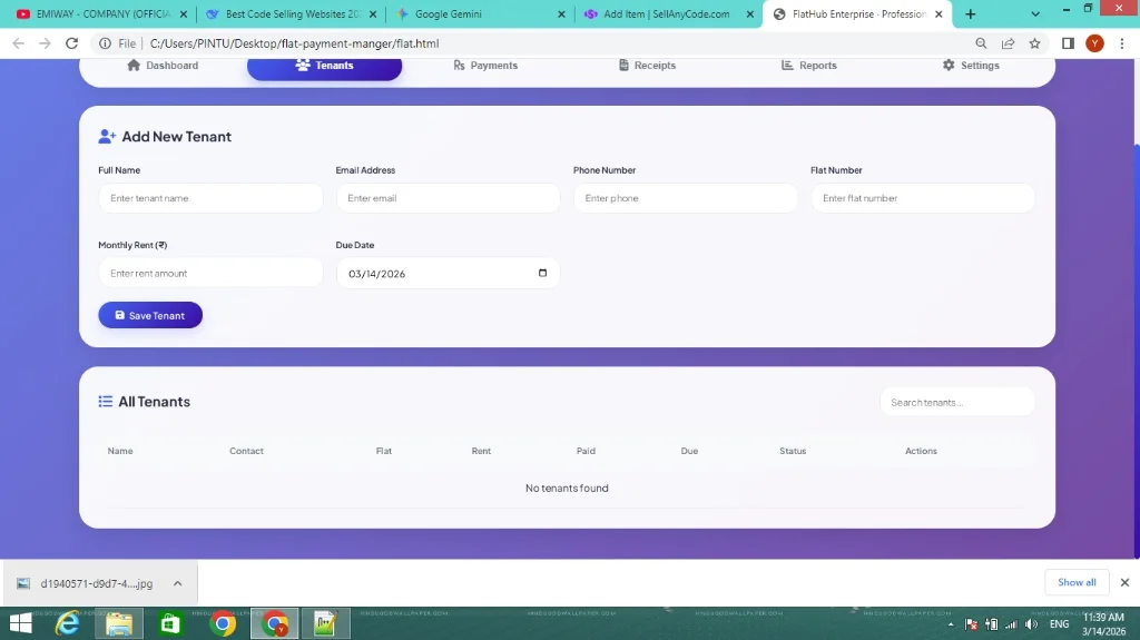 Property Management & Receipt Generator System — screenshot 2