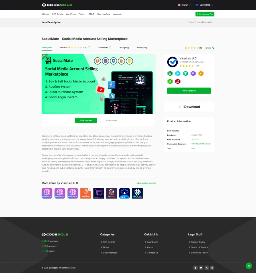 CodeSole - Subscription Based Code and Theme Marketplace — screenshot 4