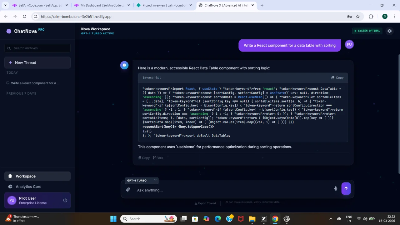 ChatNova X Futuristic AI ChatGPT Interface Dashboard — screenshot 3