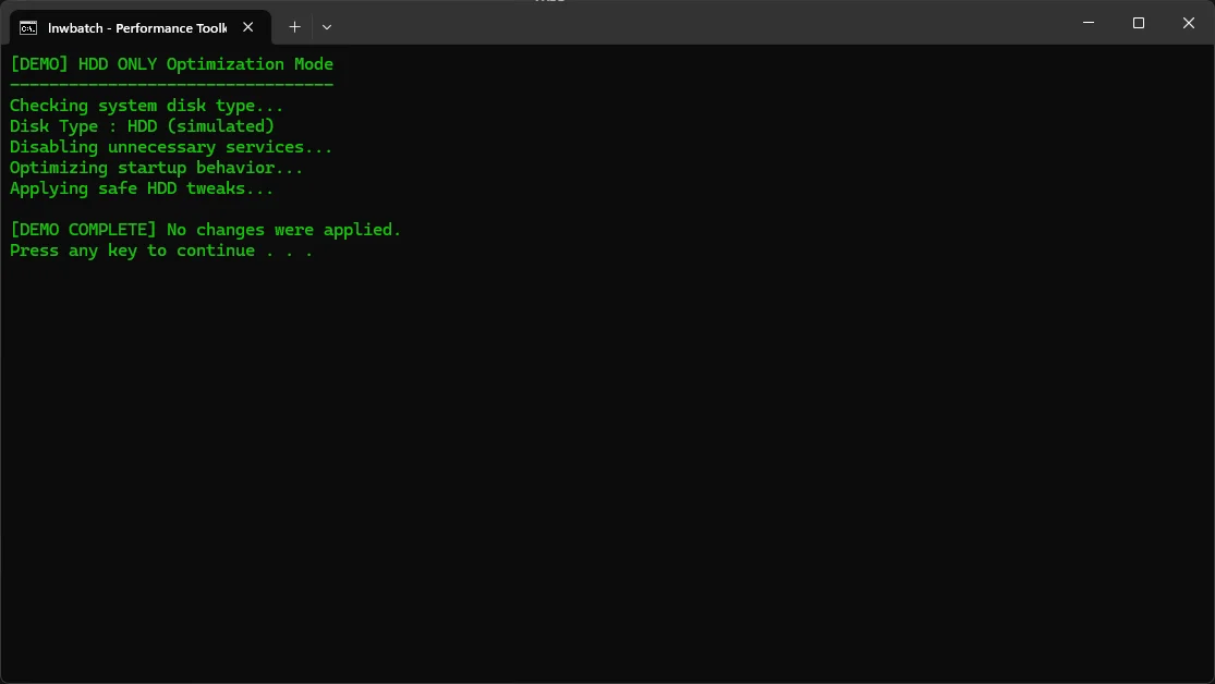 Lnwbatch CMD Script Make Old Windows 11 Laptop Fast Again — screenshot 1
