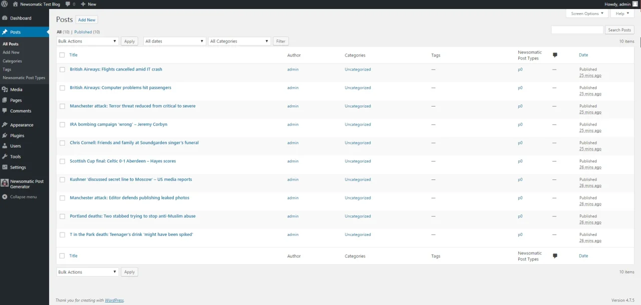 Newsomatic - Automatic News Post Generator Plugin for WordPress — screenshot 1