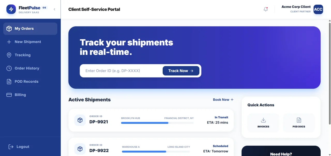 FleetPulse Enterprise Multi-Tenant Delivery Operating System — screenshot 1