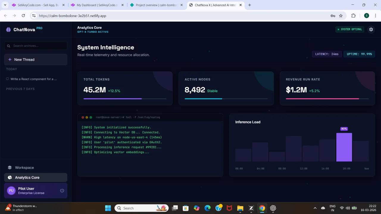 ChatNova X Futuristic AI ChatGPT Interface Dashboard — screenshot 4