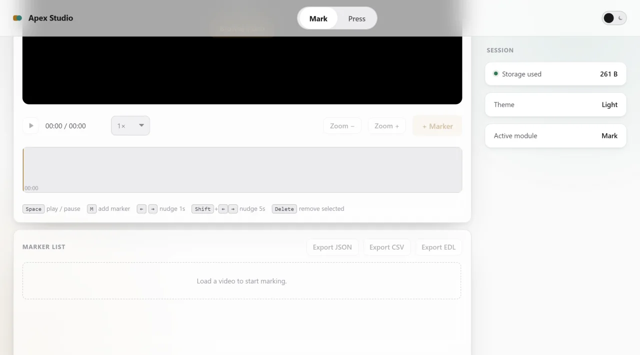 Apex Studio - 2-in-1 Offline Web App (Video Marker & Batch Image Compressor) | Vanilla JS — screenshot 4