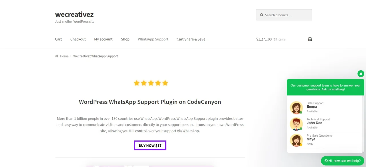 WordPress WhatsApp Support — screenshot 2