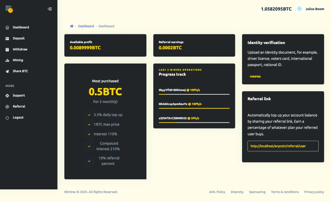 Advanced Bitcoin Mining Platform — screenshot 4