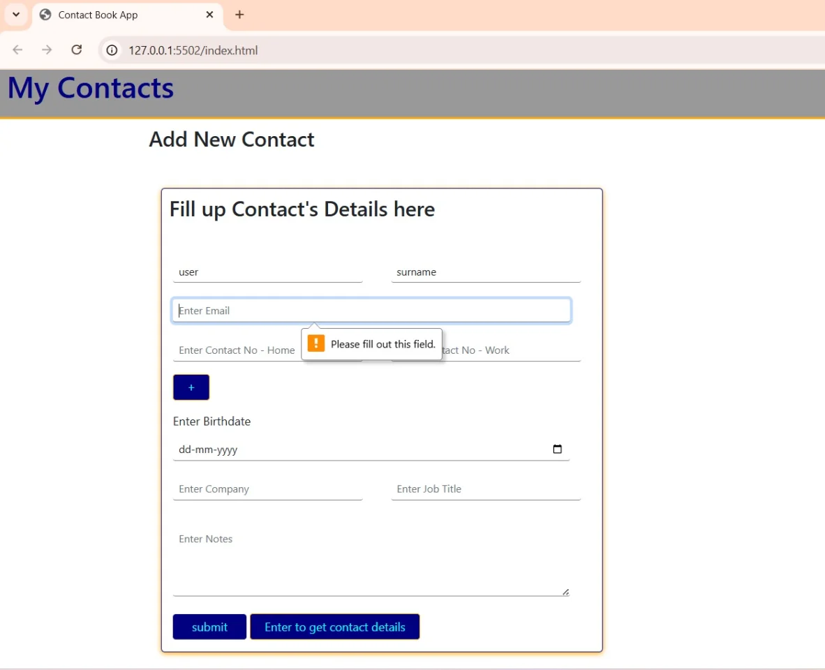 Contact Form — screenshot 1