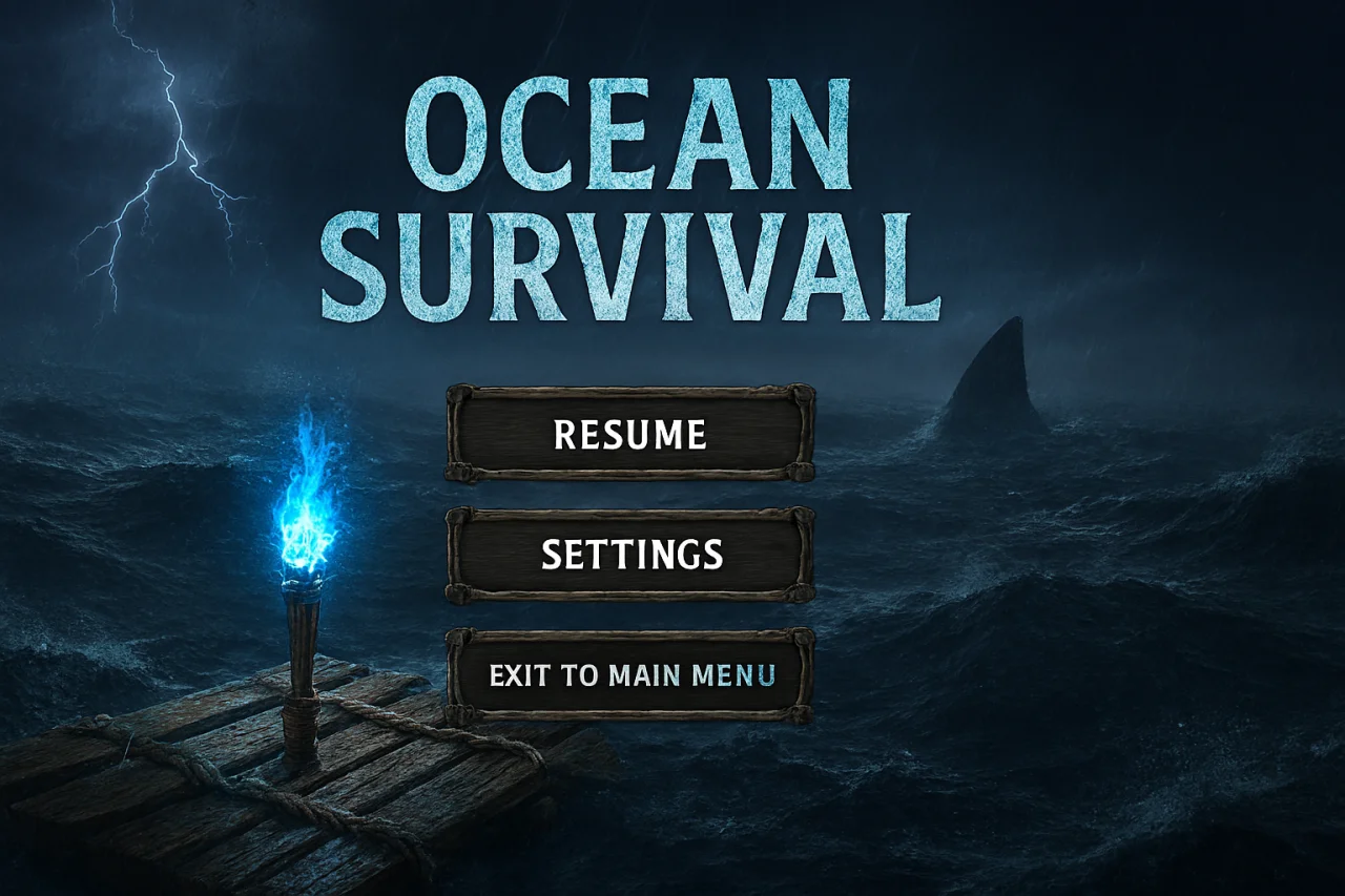 Ocean Survival Crypto Game - Raft, Megalodon & Blue Torch Adventure — screenshot 3