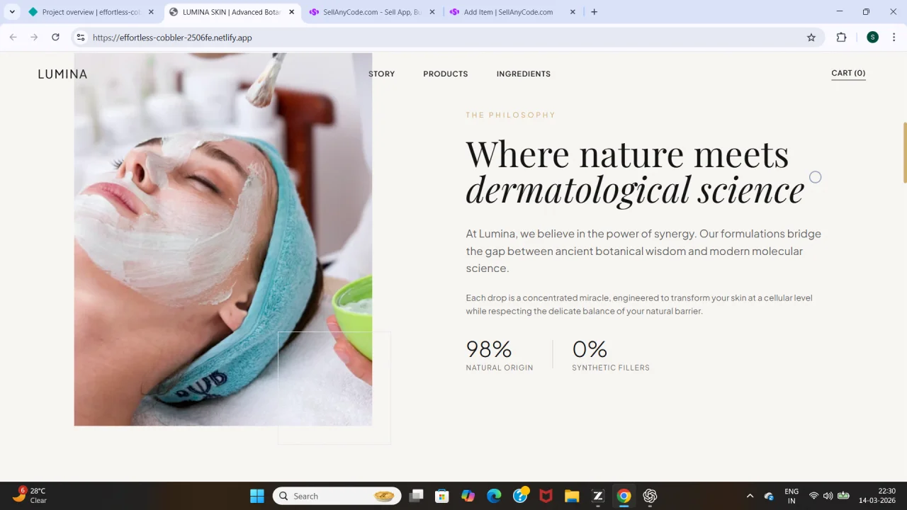 Lumina Skin Premium Skincare Brand Landing Page — screenshot 2