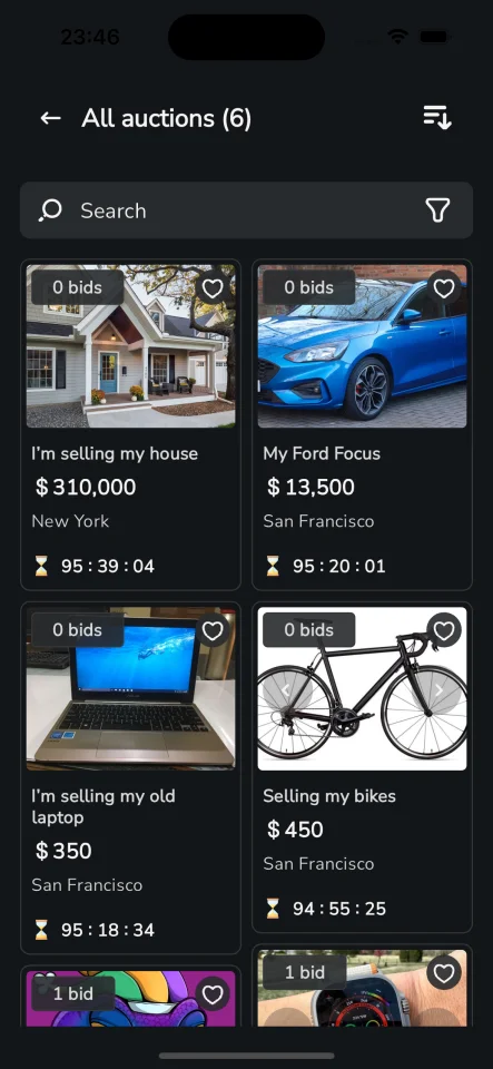 Biddo - Full Flutter Auction App, Node.js Server with Docker (with Chat) — screenshot 4