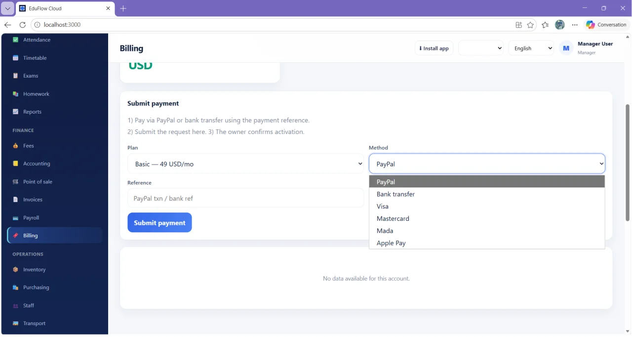 EduFlow Cloud - Comprehensive Multi-Tenant School Management SaaS — screenshot 1
