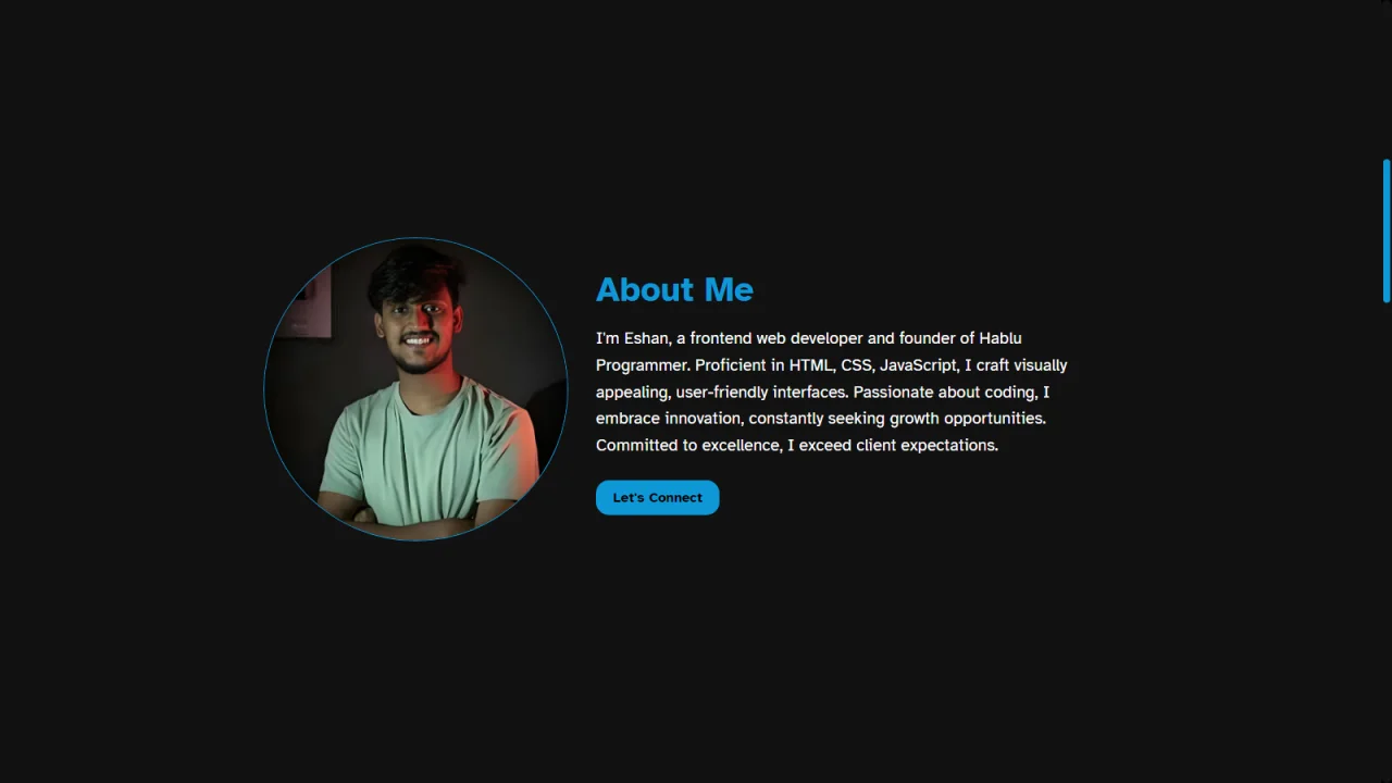 Portfolio in Dark Theme HTML, CSS, JS. — screenshot 2