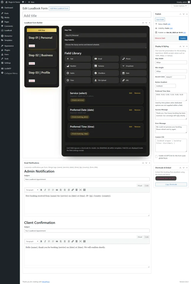 LuxaBook Ultimate Booking Form Builder & Appointment System — screenshot 6