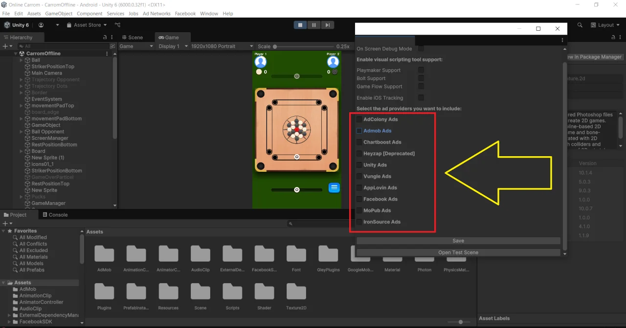 Multiplayer Online Carrom Unity Game - 10 Ad Networks — screenshot 3