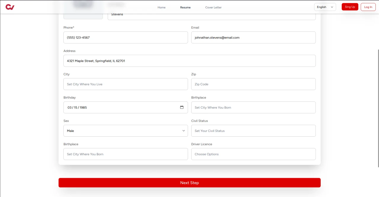 CV Maker Application — screenshot 2