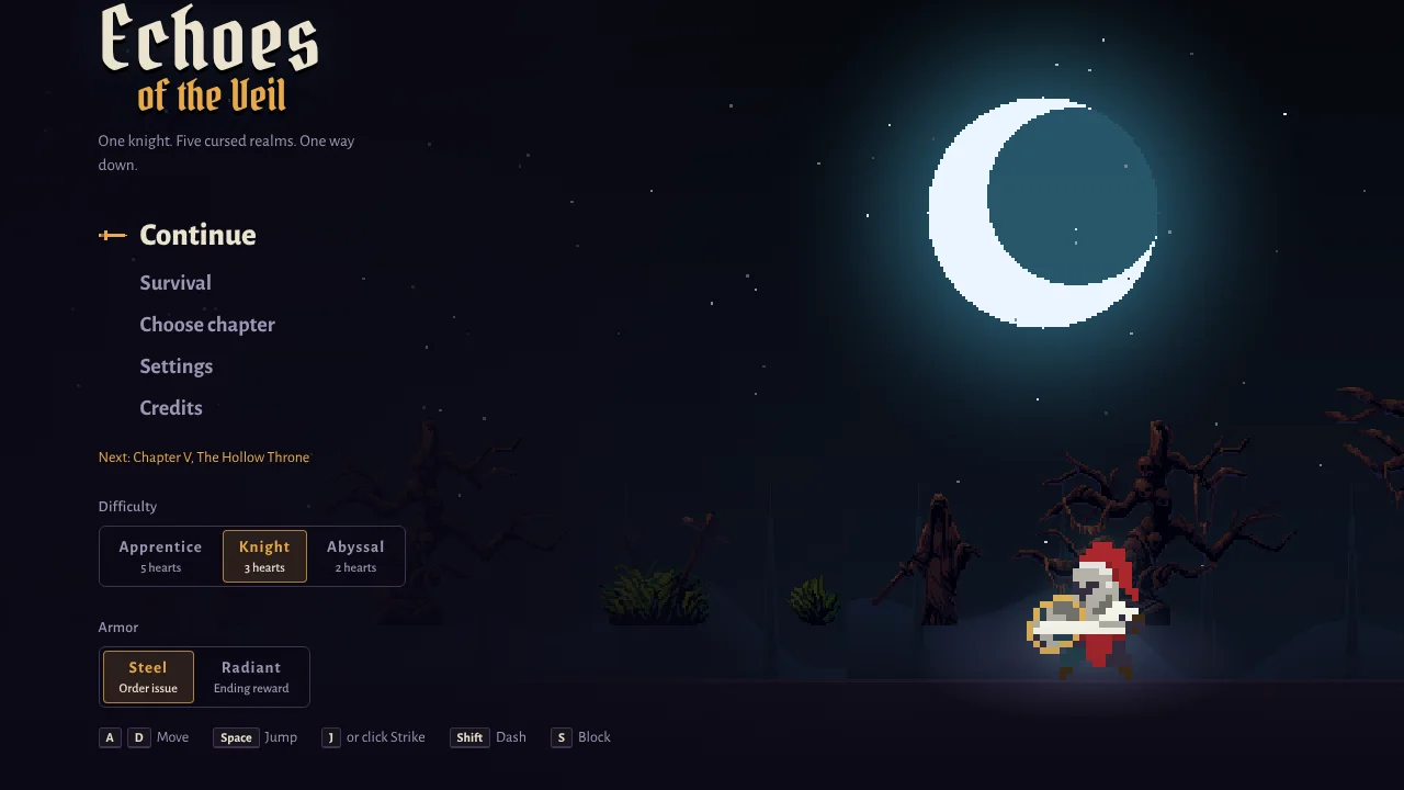 Echoes of the Veil - HTML5 Dark Fantasy Platformer — screenshot 1