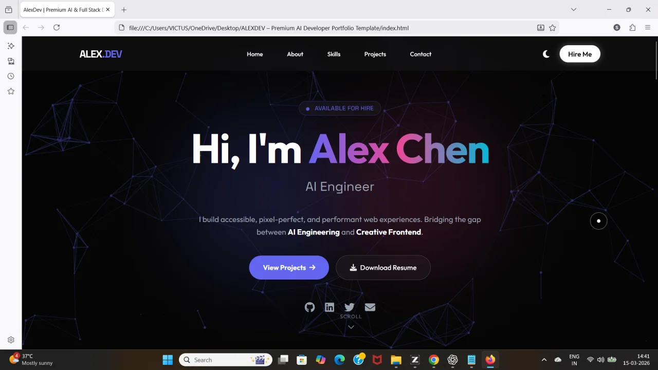 ALEXDEV Premium AI Developer Portfolio Template — screenshot 1