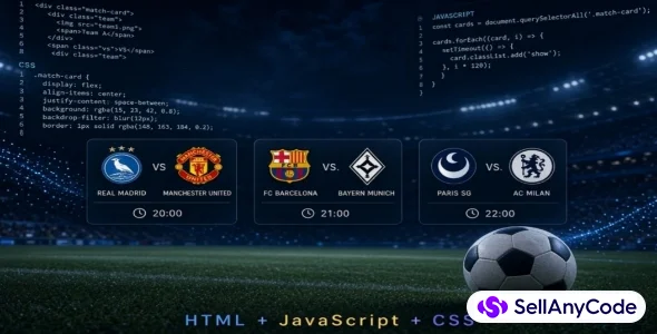 Today's Football Matches Schedule Script - HTML CSS JS