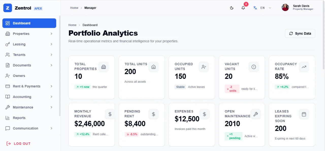 Zentrol APEX Property Management Portal — screenshot 4
