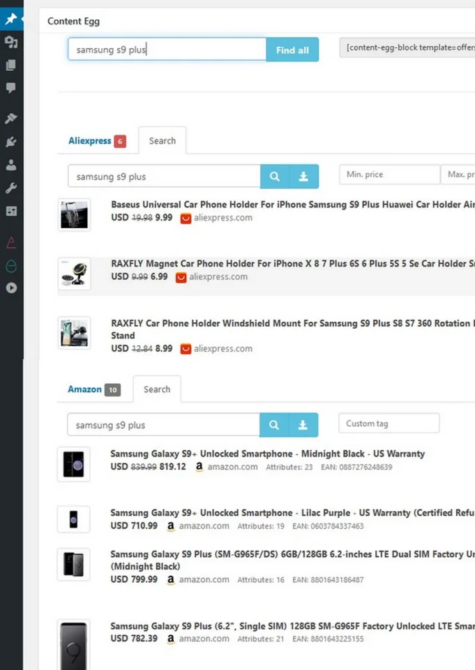 Content Egg - All in One Plugin for Affiliate, Price Comparison, Deal Sites — screenshot 2