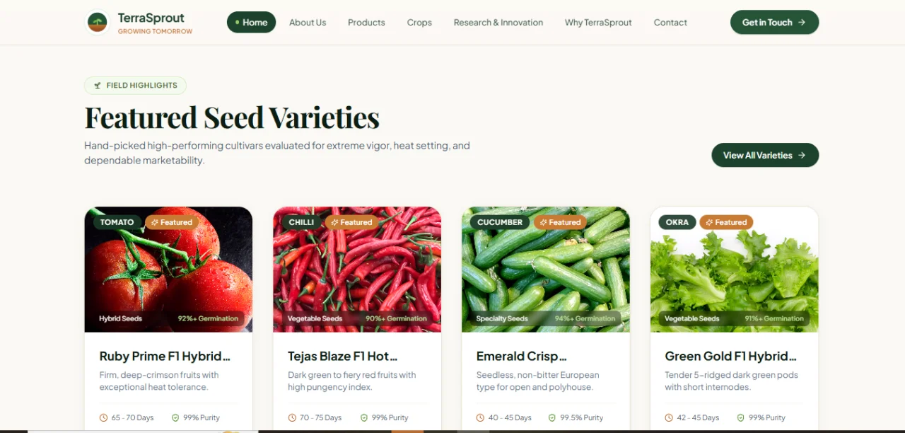 TerraSprout Seed Company Website Template — screenshot 2