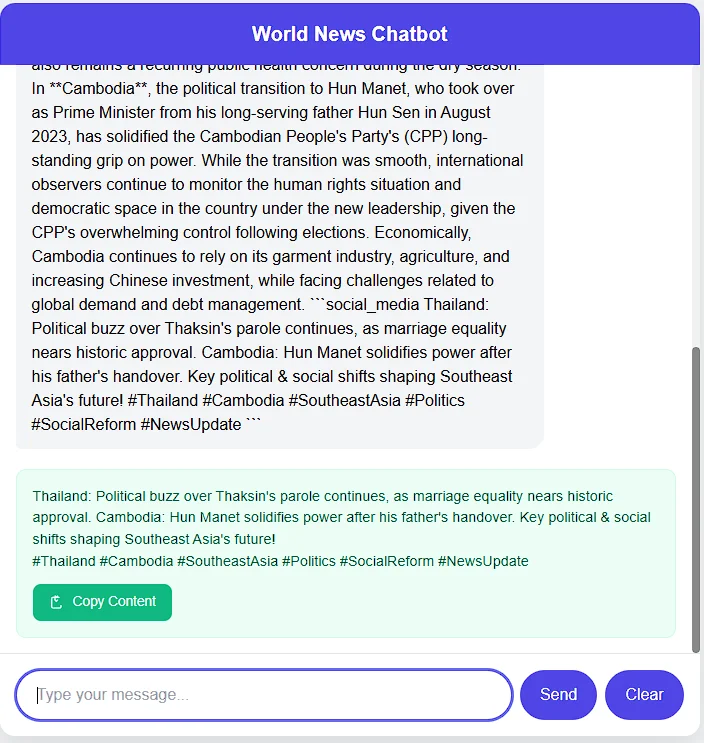 Chat AI Social Media Content Generator for World News — screenshot 2