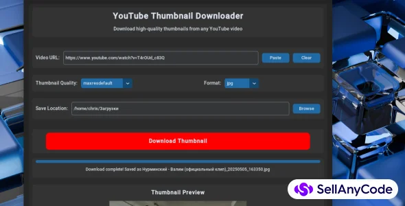 YouTube Thumbnail Downoloader (with GUI)
