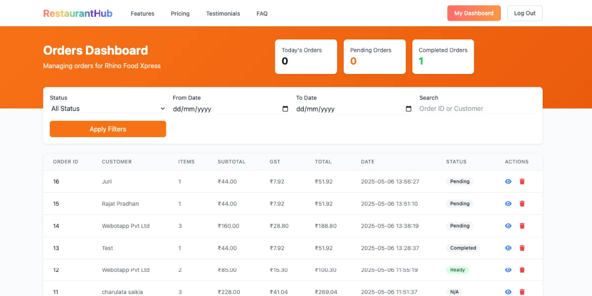 Restaurant Hub | Multi Restaurant SaaS Website, Has Been Rejected — screenshot 3