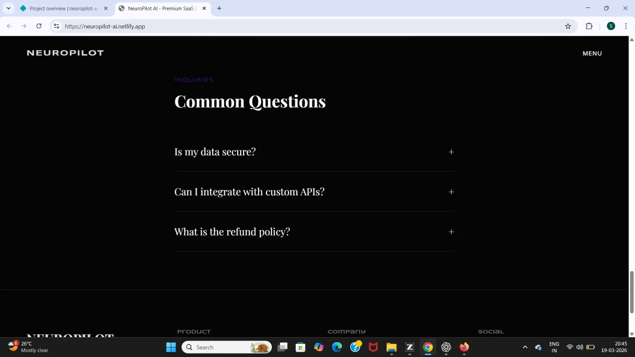 NeuroPilot Premium AI SaaS Landing Page (Dark UI + Interactive Chat + Fully Responsive) — screenshot 7