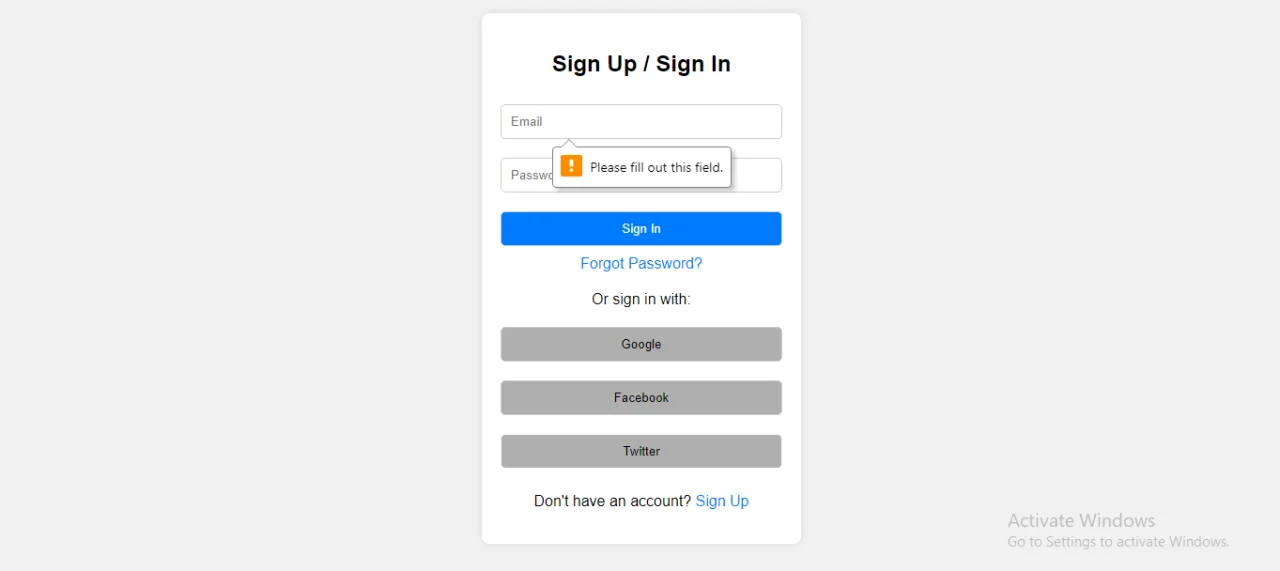Sign Up and Sign in Login Page — screenshot 5