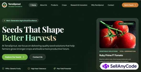 TerraSprout Seed Company Website Template — cover