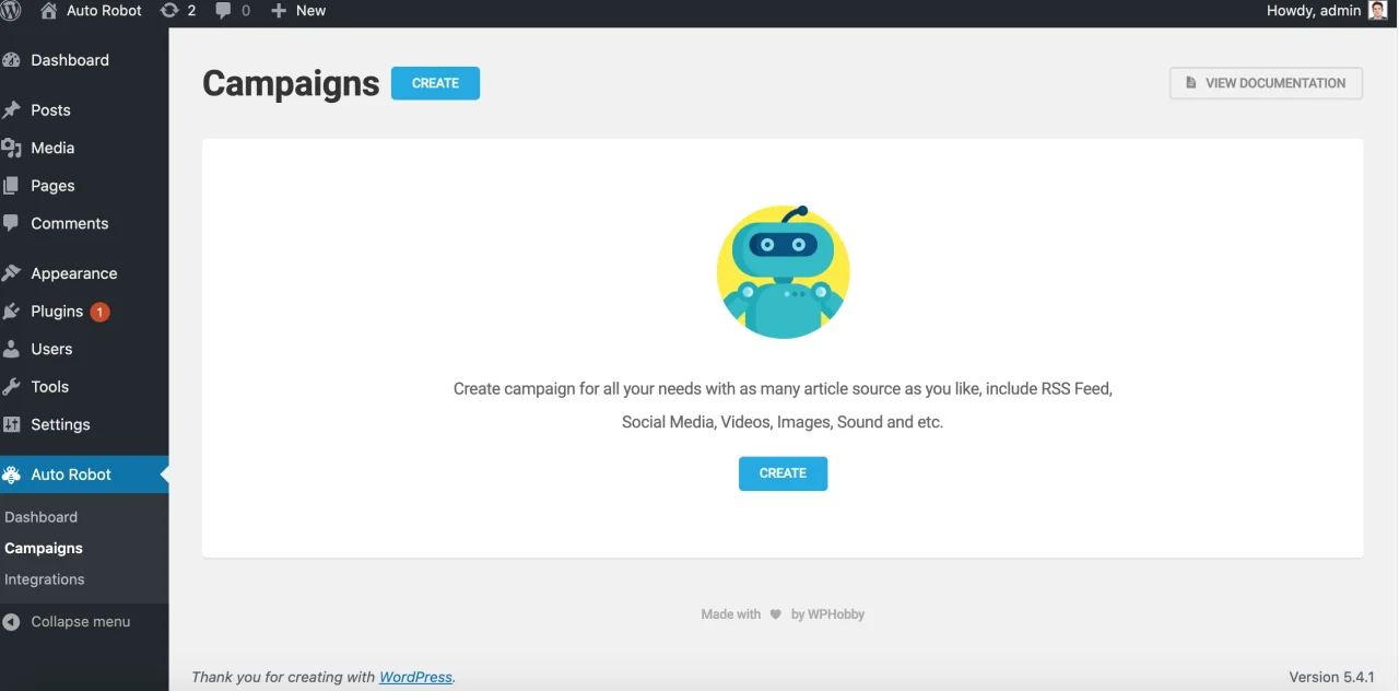 Auto Robot - WordPress Autoblogging Plugin — screenshot 1