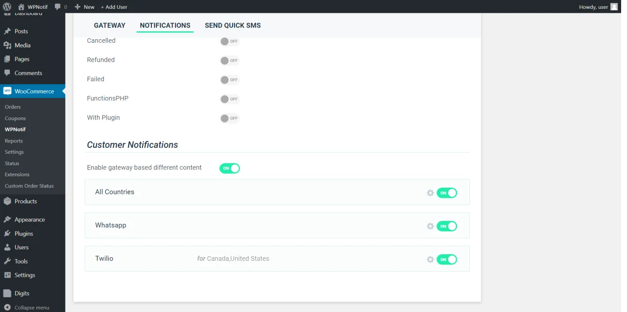 WPNotif: WordPress SMS & WhatsApp Message Notifications — screenshot 3